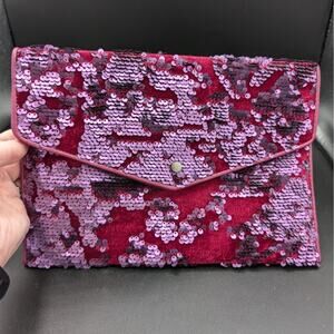 A New Day Clutch Womens Evening Purse Sequin Crushed Red Velvet Whimsygoth Fairy